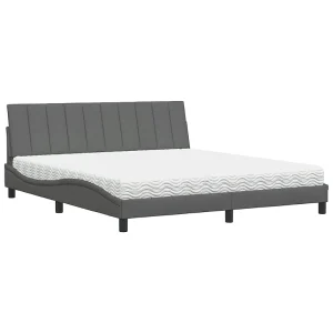 Bed met matras "Hanko" stof donkergrijs 180×200 cm
