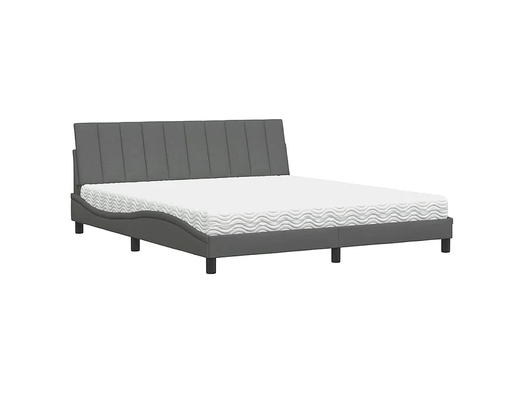 Bed met matras "Hanko" stof donkergrijs 180x200 cm