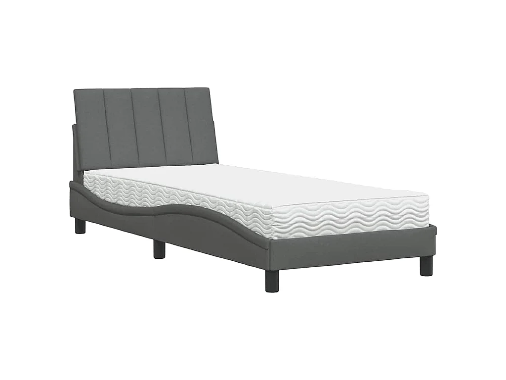Bed met matras "Hanko" stof donkergrijs 90x200 cm