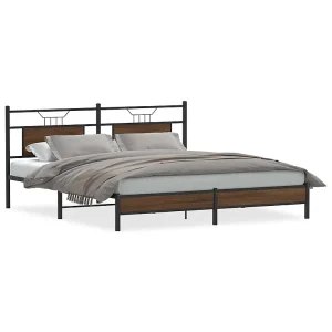 Bedframe zonder matras bewerkt hout bruin eikenkleur 160×200 cm Bedframe zonder matras bewerkt hout bruin eikenkleur 160×200 cm
