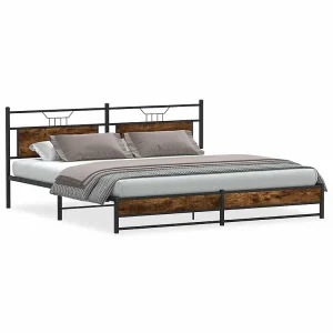 Bedframe zonder matras metaal gerookt eikenkleurig 193×201 cm Bedframe zonder matras metaal gerookt eikenkleurig 193×201 cm