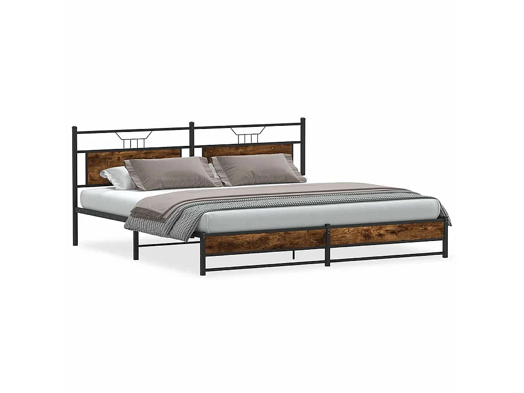 Bedframe zonder matras metaal gerookt eikenkleurig 193x201 cm