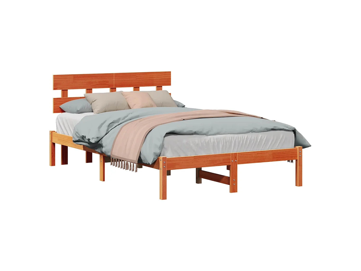 Bedframe met hoofdeinde Bruin 120 x 200 cm Massief grenenhout