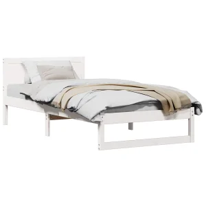 Bedframe met hoofdeinde Wit 100 x 200 cm Massief grenenhout Bedframe met hoofdeinde Wit 100 x 200 cm Massief grenenhout