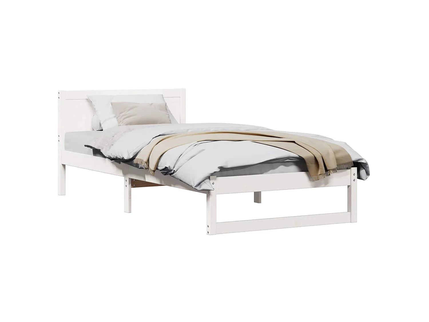 Bedframe met hoofdeinde Wit 100 x 200 cm Massief grenenhout