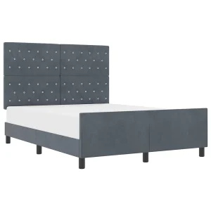 Boxspringbed met hoofdeinde Donkergrijs 160 x 200 cm Fluweel Boxspringbed met hoofdeinde Donkergrijs 160 x 200 cm Fluweel