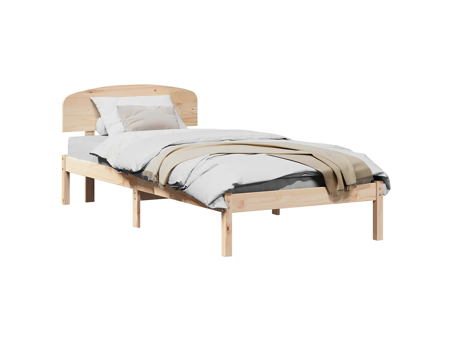 Bedframe met hoofdeinde Naturel 75 x 190 cm Massief grenenhout
