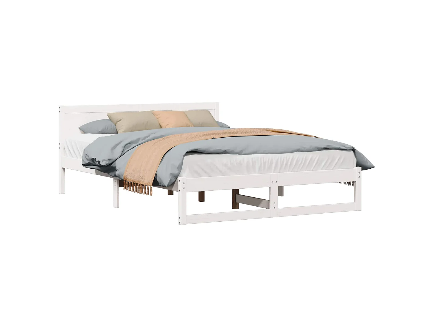 Bedframe met hoofdeinde Wit 160 x 200 cm Massief grenenhout