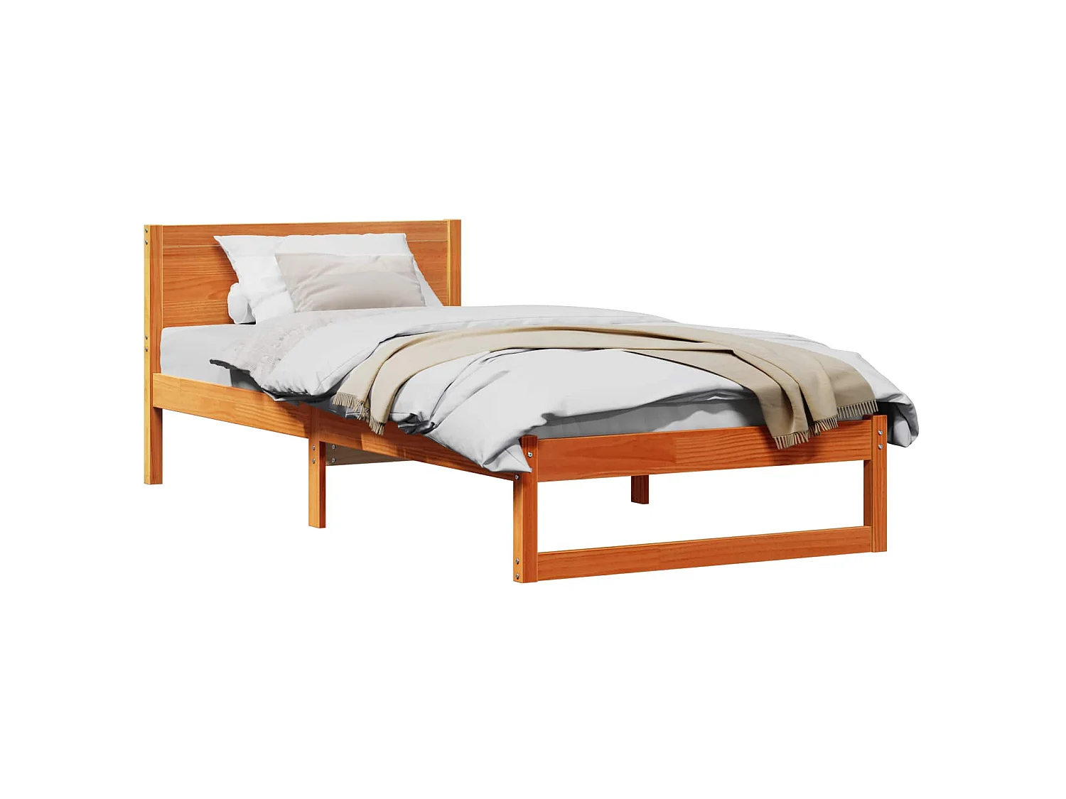 Bedframe met hoofdeinde Wasbruin 90 x 200 cm Massief grenenhout