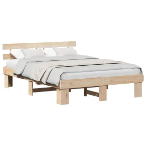 Bedframe met hoofdeinde Naturel 140 x 200 cm Massief grenenhout Bedframe met hoofdeinde Naturel 140 x 200 cm Massief grenenhout