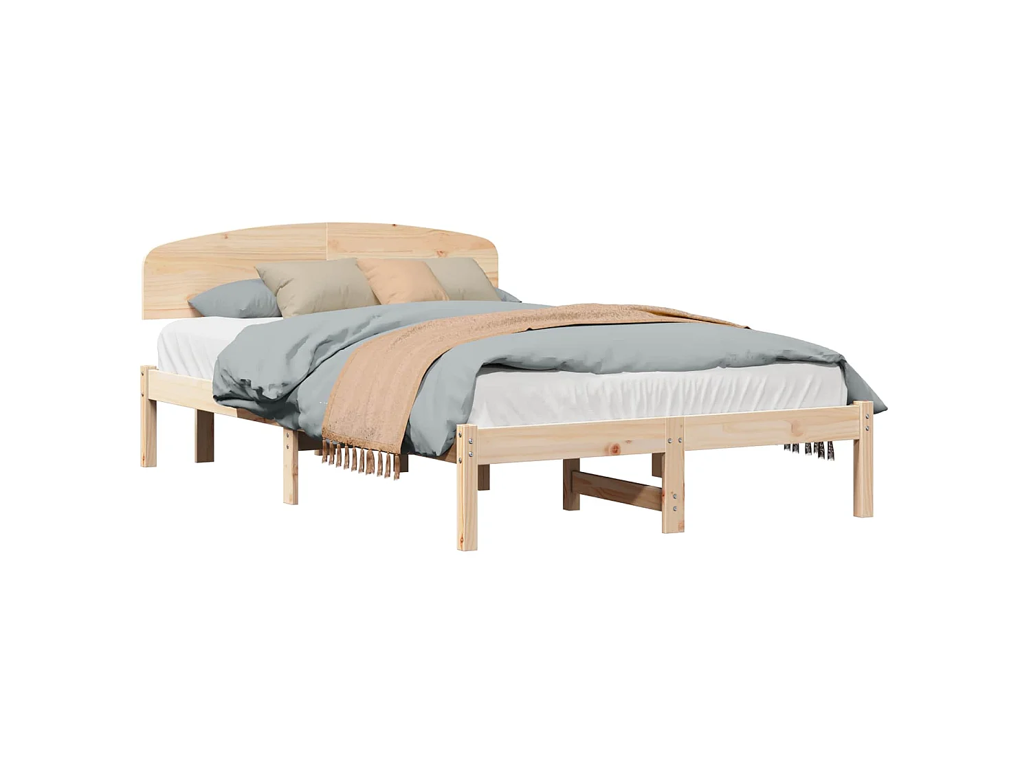 Bedframe met hoofdeinde Naturel 140 x 190 cm Massief grenenhout