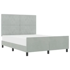 Boxspringbed met hoofdeinde Lichtgrijs 140 x 190 cm Fluweel