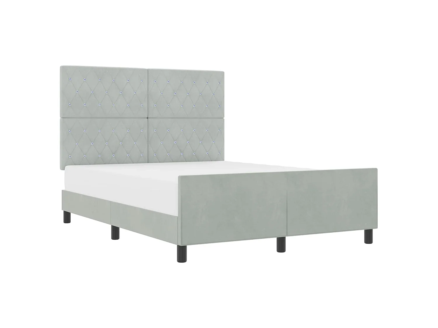 Boxspringbed met hoofdeinde Lichtgrijs 140 x 190 cm Fluweel