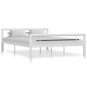 Bedframe metaal wit en zwart 160×200 cm Bedframe metaal wit en zwart 160×200 cm