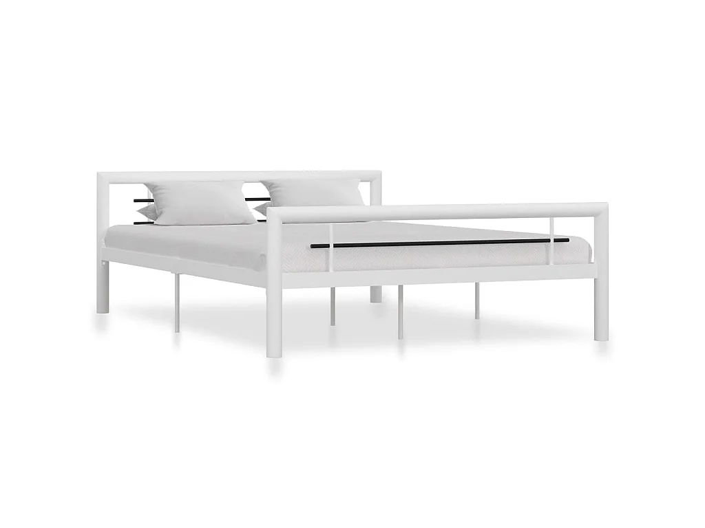 Bedframe metaal wit en zwart 160x200 cm