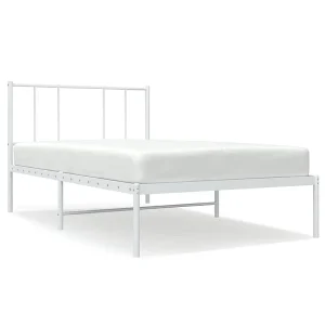Bedframe met hoofdbord metaal wit 80×200 cm Bedframe met hoofdbord metaal wit 80×200 cm