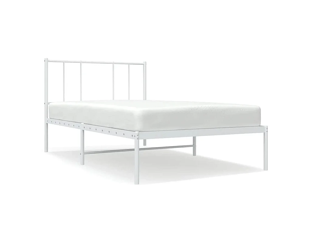 Bedframe met hoofdbord metaal wit 80x200 cm