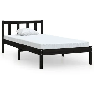Bedframe massief grenenhout zwart 75×190 cm Bedframe massief grenenhout zwart 75×190 cm