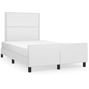 Bedframe met hoofdbord kunstleer wit 120×200 cm Bedframe met hoofdbord kunstleer wit 120×200 cm