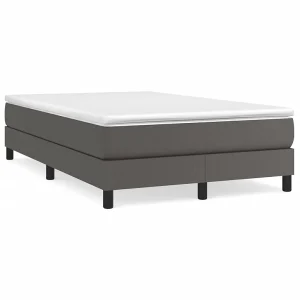 Boxspring bed kunstleer grijs 120×200 cm Boxspring bed kunstleer grijs 120×200 cm