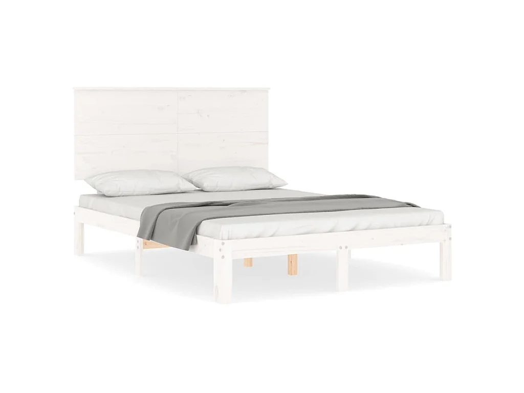 Bedframe zonder matras massief grenenhout wit 140x200 cm