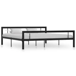 Bedframe metaal zwart en wit 180×200 cm Bedframe metaal zwart en wit 180×200 cm