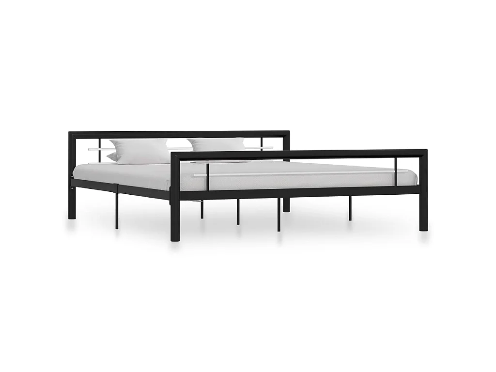 Bedframe metaal zwart en wit 180x200 cm