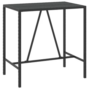 Bartafel met glazen blad 110x70x110 cm poly rattan zwart Bartafel met glazen blad 110x70x110 cm poly rattan zwart