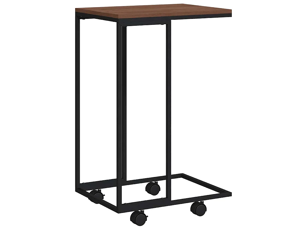 Bijzettafel met wieltjes 40x30x63,5 bewerkt hout zwart