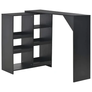 Bartafel met verplaatsbaar schap 138x39x110 cm zwart Bartafel met verplaatsbaar schap 138x39x110 cm zwart