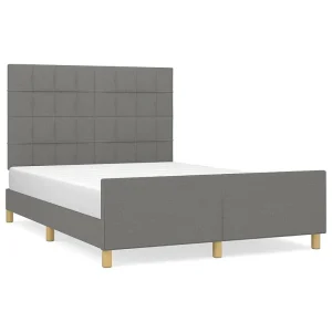 Bedframe zonder matras stof donkergrijs 140×190 cm Bedframe zonder matras stof donkergrijs 140×190 cm