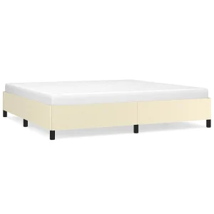 Bedframe kunstleer crèmekleurig 200×200 cm