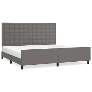 Bedframe met hoofdbord kunstleer grijs 200×200 cm
