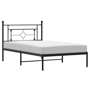 Bedframe met hoofdbord metaal zwart 107×203 cm Bedframe met hoofdbord metaal zwart 107×203 cm