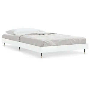 Bedframe bewerkt hout hoogglans wit 90×190 cm Bedframe bewerkt hout hoogglans wit 90×190 cm
