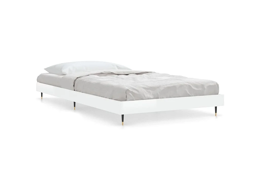 Bedframe bewerkt hout hoogglans wit 90x190 cm