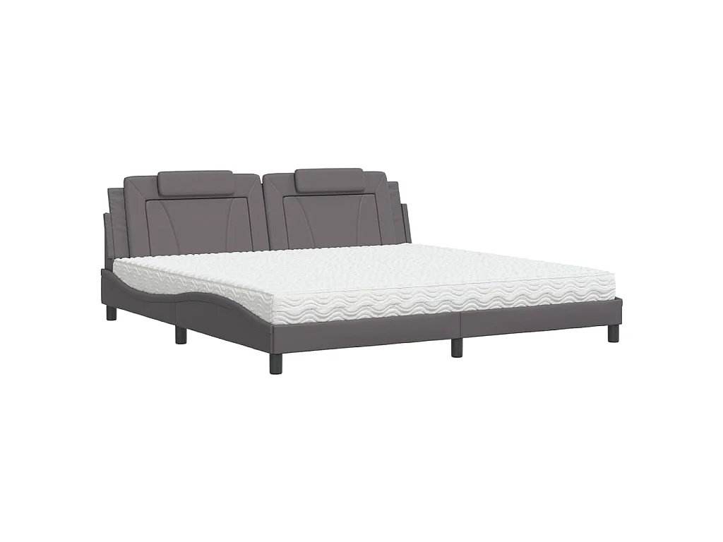 Bed "Viana" met matras kunstleer grijs 200x200 cm