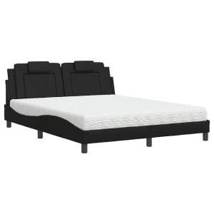 Bed "Viana" met matras kunstleer zwart 160×200 cm Bed "Viana" met matras kunstleer zwart 160×200 cm