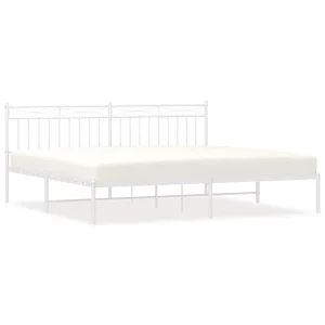 Bedframe met hoofdbord metaal wit 193×203 cm Bedframe met hoofdbord metaal wit 193×203 cm