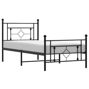 Bedframe met hoofd- en voeteneinde metaal zwart 90×190 cm