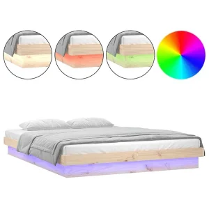Bedframe LED massief hout 150×200 cm King Size