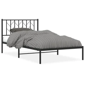 Bedframe met hoofdbord metaal zwart 107×203 cm Bedframe met hoofdbord metaal zwart 107×203 cm