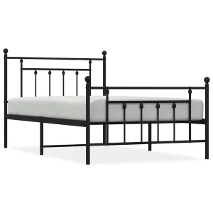 Bedframe met hoofd- en voeteneinde metaal zwart 107×203 cm Bedframe met hoofd- en voeteneinde metaal zwart 107×203 cm
