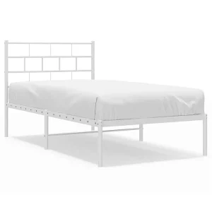 Bedframe met hoofdbord metaal wit 107×203 cm Bedframe met hoofdbord metaal wit 107×203 cm