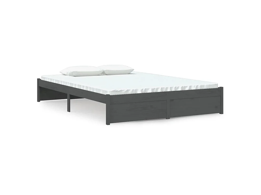 Bedframe massief hout grijs 140x190 cm