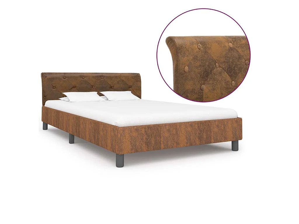 Bedframe kunstsuède bruin 120x200 cm