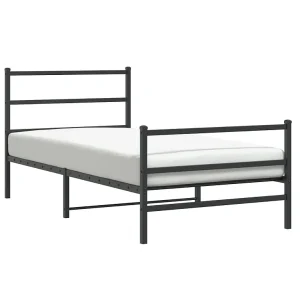 Bedframe met hoofd- en voeteneinde metaal zwart 100×200 cm Bedframe met hoofd- en voeteneinde metaal zwart 100×200 cm