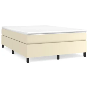 Boxspring bed kunstleer crèmekleurig 140×190 cm Boxspring bed kunstleer crèmekleurig 140×190 cm