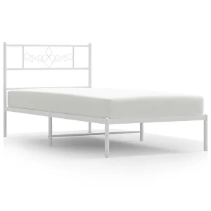 Bedframe met hoofdbord metaal wit 107×203 cm Bedframe met hoofdbord metaal wit 107×203 cm