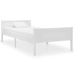 Bedframe massief grenenhout wit 90×200 cm Bedframe massief grenenhout wit 90×200 cm